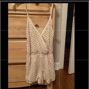 Beige Crochet Romper